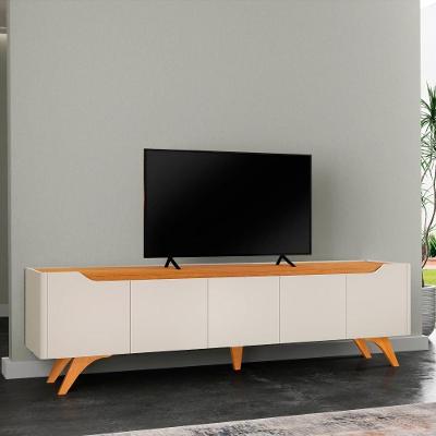 Rack para Tv Grecia Até 75 Polegadas 220cm em Mdf Mdp Naturalle Off White Mavaular Móveis