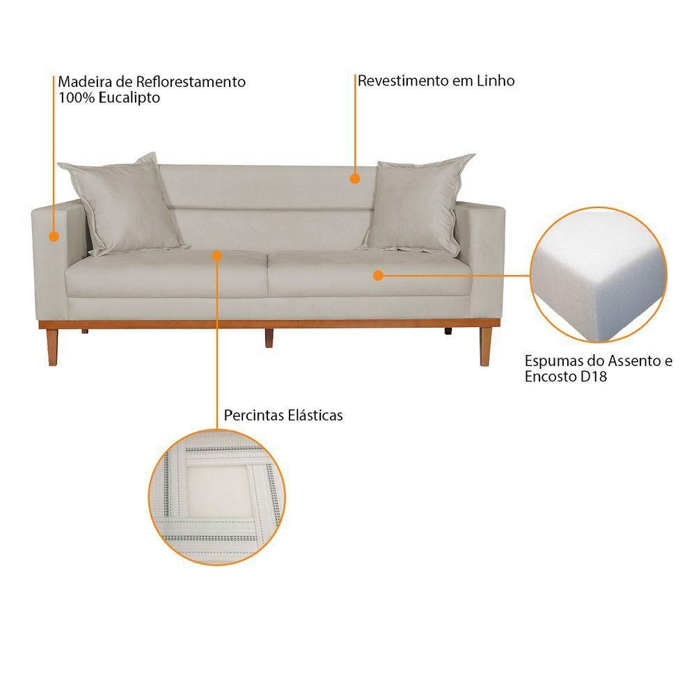 Sofá 2 Lugares Viena Linho - Amarena Móveis Cor Bege - 4