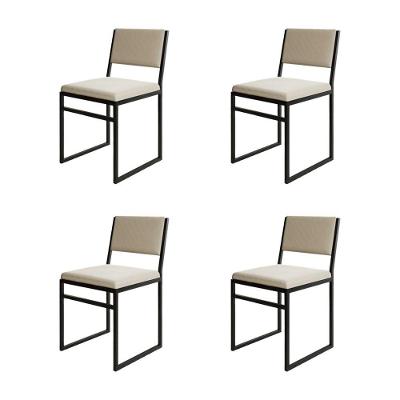 Kit 4 Cadeiras De Jantar Industrial Isa Assento Veludo Bege Para Mesa Sala Cozinha Decor - Bege