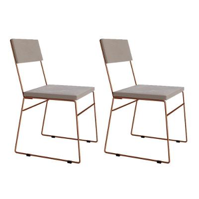 Kit 2 Cadeiras De Jantar Málaga Veludo Base Cobre Para Mesa Sala Cozinha E Decoração - Cobre-bege
