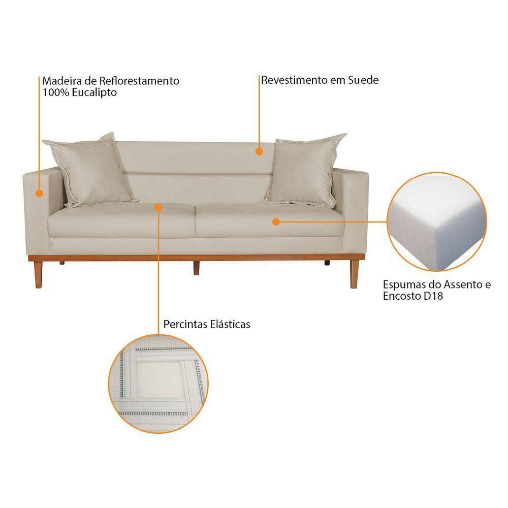 Sofá 2 Lugares Viena Suede - Doce Sonho Móveis Bege - 4