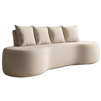 Sofá Ibiza 3 Lugares Orgânico 210cm Creme Bouclé Cru Estrutura Madeira Maciça Dmonegatto