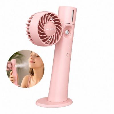 Ventilador Portátil Yeet 3 Pás 2 Velocidades com Spray de Água e LED Rosa Bivolt