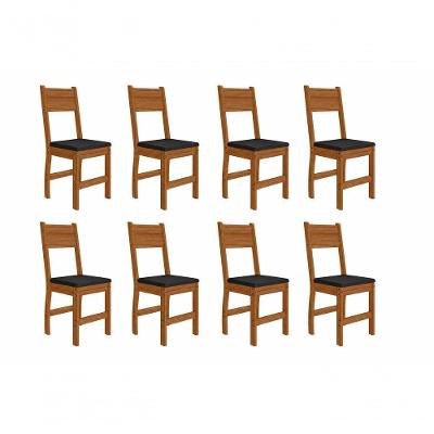 Kit 8 Cadeiras de Jantar Milano Estrutura MDF Estofado Carvalho Preto Pallazio