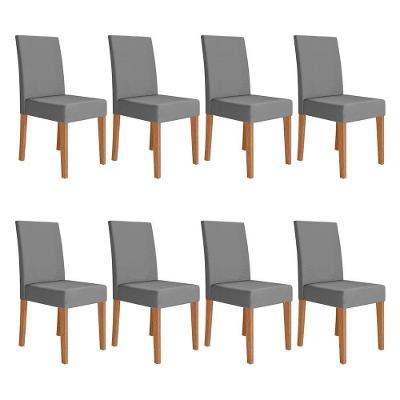 Kit 8 Cadeiras de Jantar Josi MDF Suede Cinza Pallazio