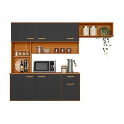 Cozinha Suspensa Com Balcão 180cm Manu - Ssx Multicoisas Freijo Uv Grafite Acetinado