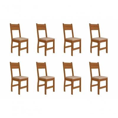 Kit 8 Cadeiras de Jantar Milano Base Freijó MDF Bege Pallazio