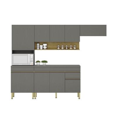 Cozinha (com Balcão Com Tampo) 9 Portas 1 Gaveta Line Gris-gris-cp-freijo - Ssx Multicoisas