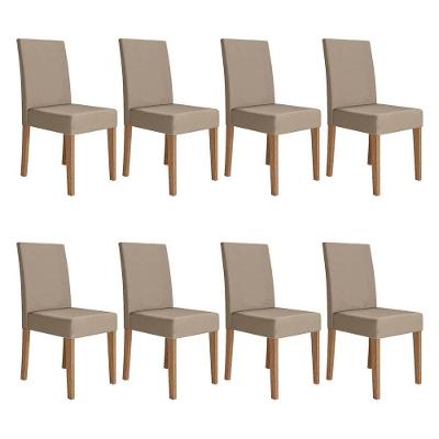 Kit 8 Cadeiras de Jantar Josi MDF Suede Bege Pallazio