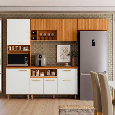 Cozinha Compacta Sicília 10 Portas 1 Gaveta MDF-MDP 260CM Freijó Pallazio