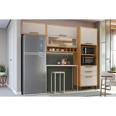 Cozinha Completa Syrah 3 Peças 2 Portas 3 Gavetas MDF 74.5cm Amêndoa