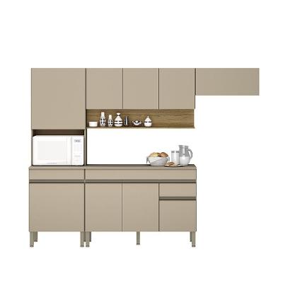 Cozinha (com Balcão Com Tampo) 9 Portas 1 Gaveta Line Vanilla-vanilla-cp-freijo - Ssx Multicoisas