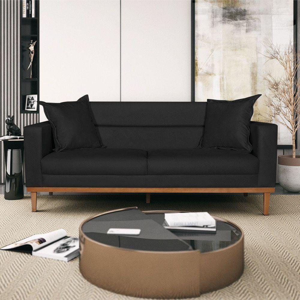 Sofá 2 Lugares Viena Suede - Doce Sonho Móveis Preto - 7