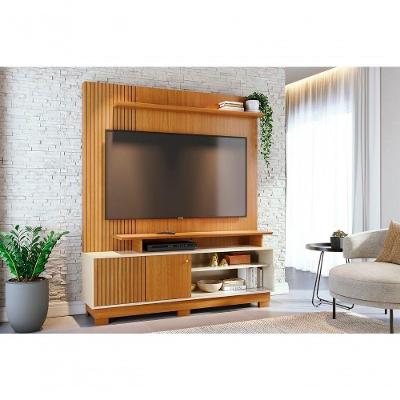 Rack para TV Ares Até 75 Polegadas 160CM MDP e MDF Cinamomo e Off White Madetec Móveis