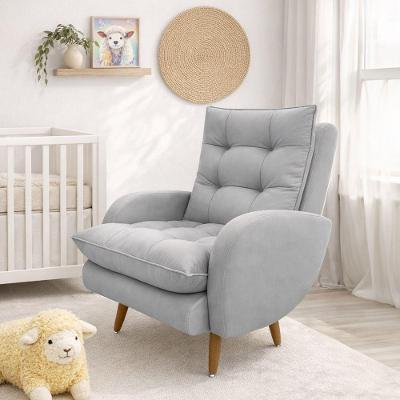 Poltrona Decorativa para Amamentação Ester Veludo 70cm Cinza Claro Loja Sheep