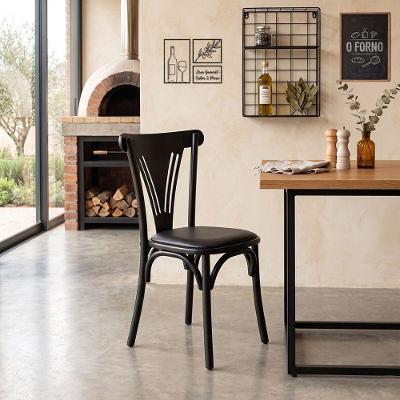 Cadeira para Sala de Jantar Paris Luxo Estrutura em Aço Preto Móveis Iberia
