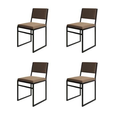 Kit 4 Cadeiras De Jantar Industrial Isa Assento Veludo Marrom Para Mesa Sala Cozinha Decor - Marrom