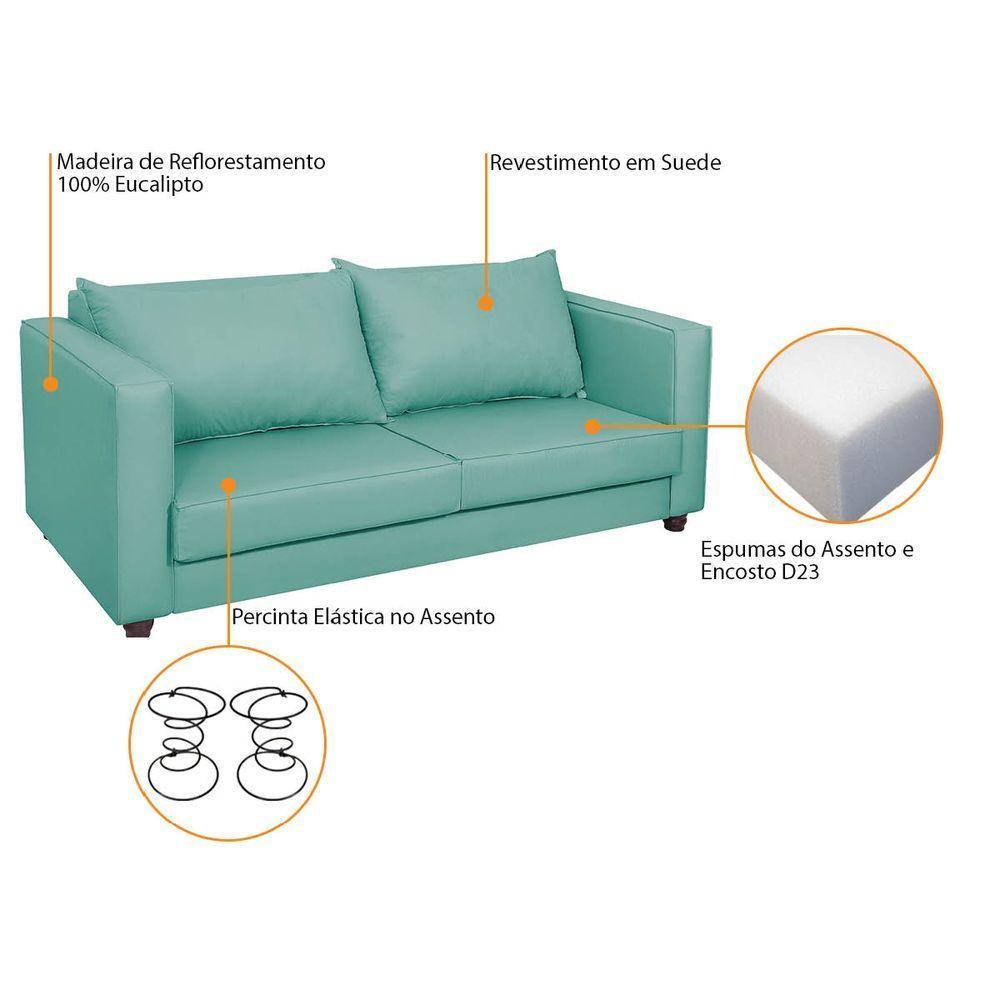 Sofá 2 Lugares Lisboa Suede - Doce Sonho Móveis Azul Tiffany - 4