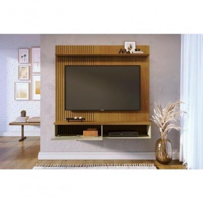 Rack com Painel Íris para TV Até 55 Polegadas 136CM MDP com Porta Basculante Branco Madetec Móveis