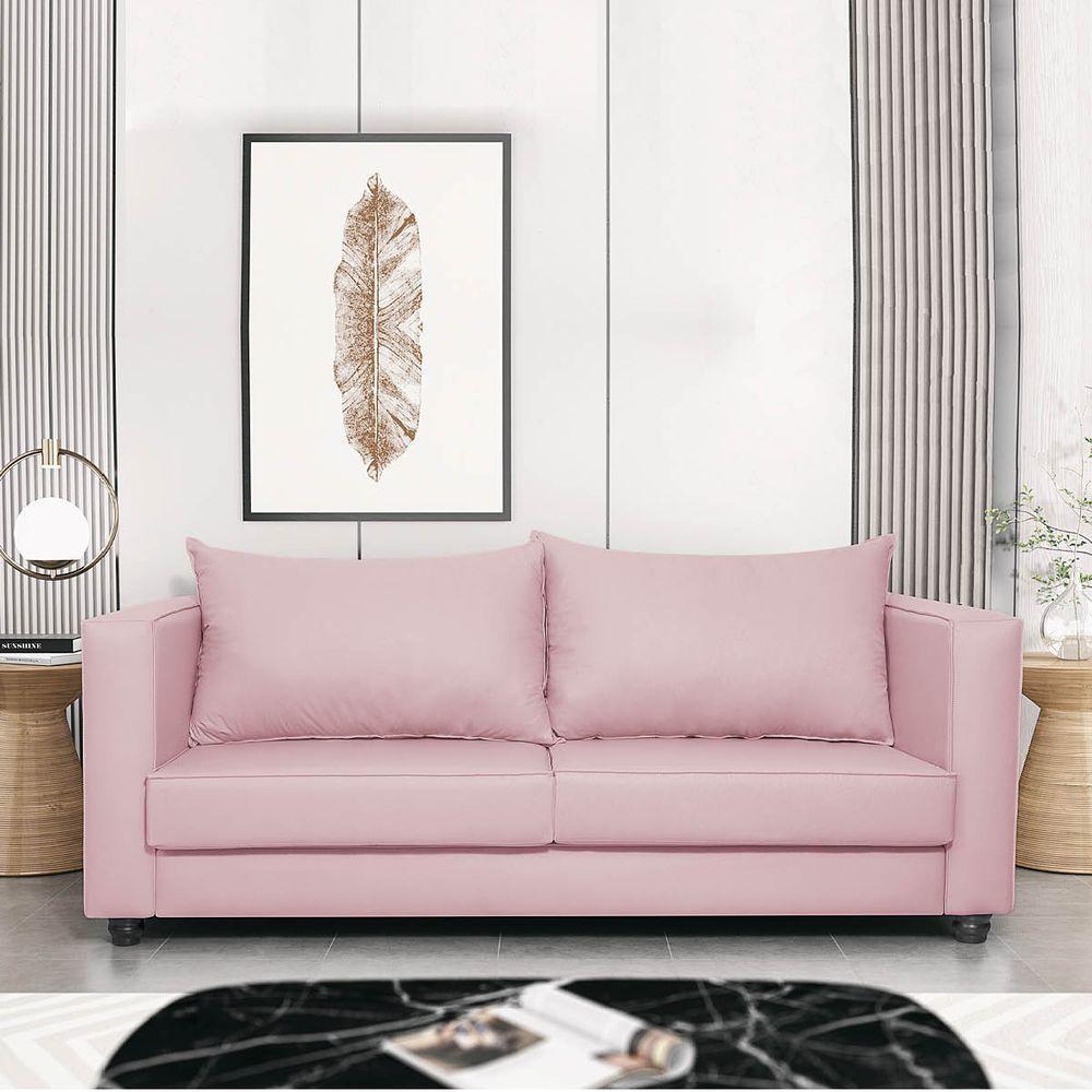 Sofá 2 Lugares Lisboa Suede - Amarena Móveis Cor Rosa Bebê - 7