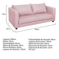 Sofá 2 Lugares Lisboa Suede - Amarena Móveis Cor Rosa Bebê - 9