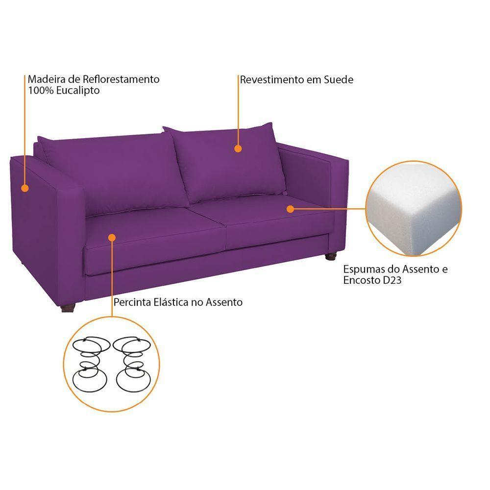 Sofá 2 Lugares Lisboa Suede - Amarena Móveis Cor Roxo - 4