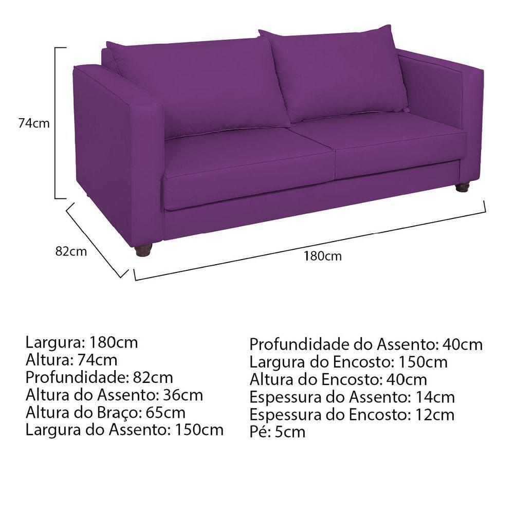 Sofá 2 Lugares Lisboa Suede - Amarena Móveis Cor Roxo - 5