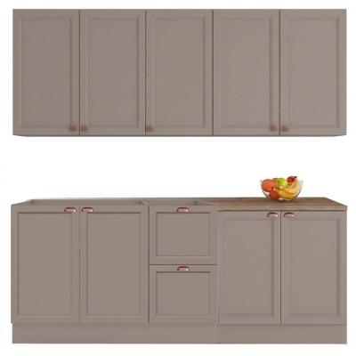 Cozinha Modulada Unna J00111P 6 Peças 200cm Cinza Poliman Móveis