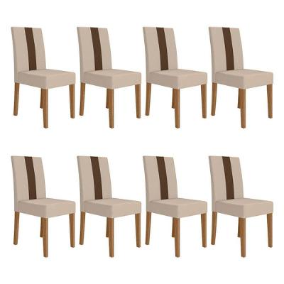 Kit 8 Cadeiras de Jantar Linea MDF Suede Bege Pallazio