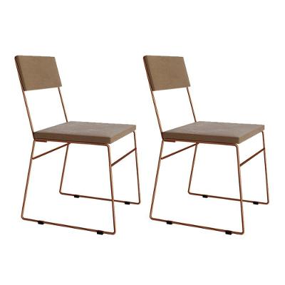 Kit 2 Cadeiras De Jantar Málaga Veludo Base Cobre Para Mesa Sala Cozinha E Decoração - Cobre-marrom