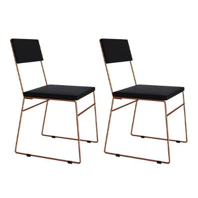 Kit 2 Cadeiras De Jantar Málaga Veludo Base Cobre Para Mesa Sala Cozinha E Decoração - Cobre-preto