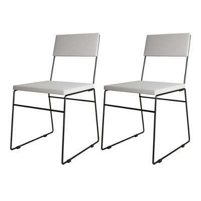 Kit 2 Cadeiras De Jantar Málaga Corino Base Preto Para Mesa Sala Cozinha E Decoração - Preto-branco