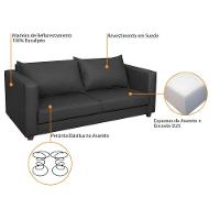 Sofá 2 Lugares Lisboa Suede - Amarena Móveis Cor Preto - 5