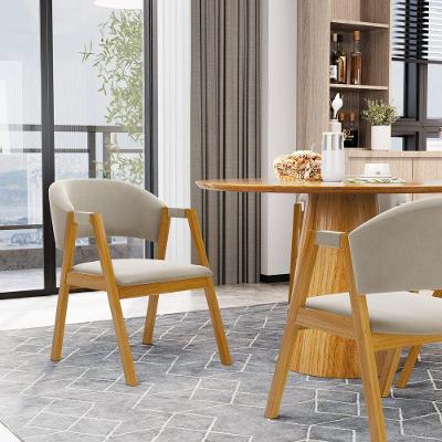 Kit Com 4 Cadeiras Leticia Madeira Maciça Estofada Para Mesa De Jantar Veludo Bege 102