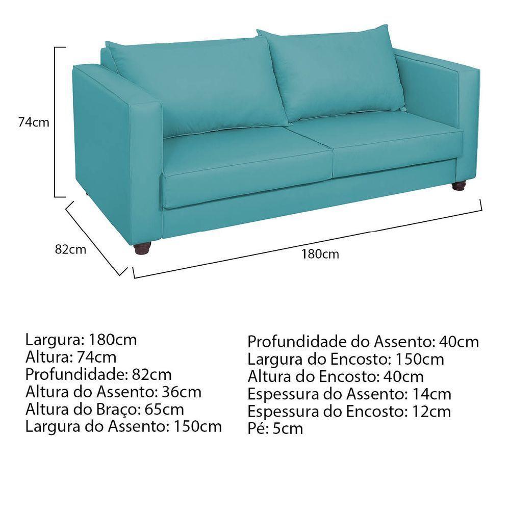 Sofá 2 Lugares Lisboa Suede - Amarena Móveis Cor Azul Turquesa - 5