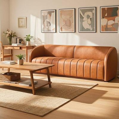 Sofá West 3 Lugares Fixo 292CM Caramelo Courino Bipartido Sallar Home