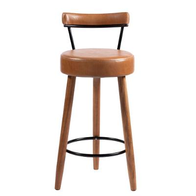 Banqueta Lara Assento em Courino Base Fixa sem Encosto 89cm Caramelo Sallar Home