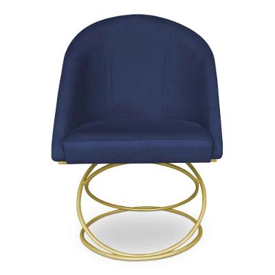 Cadeira De Jantar Luxo Base De Metal Dourado Sala Esritório Recepção Suede Veludo Azul Marinho Do Lar Móveis