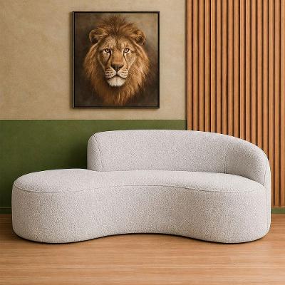Sofá com Chaise Mavie 3 Lugares 180CM Cinza Bouclé Sallar Home