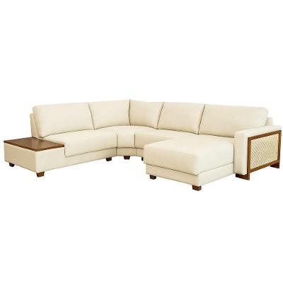 Sofá de Canto com Chaise Londri 4 Lugares Fixo 268CM Off White Linho