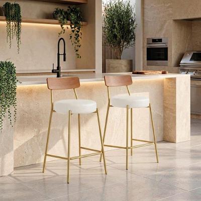 Banqueta Londrina Pu D03 Assento em PU Base Fixa com Encosto Branco D'Rossi