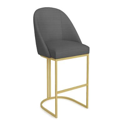 Banqueta Alta Bela Suede Assento em Tecido Base Metálica com Encosto Fixo 107cm Grafite Pallazio