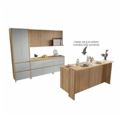 Cozinha Rainha Gourmet 10 Portas 12 Gavetas MDF 200CM Verde Nesher Móveis