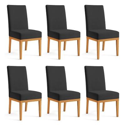 Kit 6 Cadeiras De Jantar Brisa Suede Base De Madeira - Pallazio Cor Preto