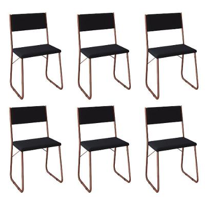 Kit 6 Cadeiras Angra Estofadas Para Mesa Sala De Jantar Cozinha Conforto E Design - Cobre-preto