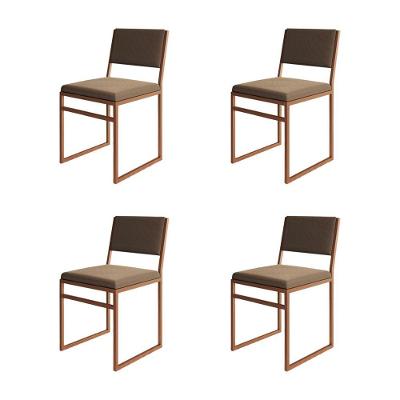 Kit 4 Cadeiras Industrial Isa Veludo Base Cobre Para Mesa Sala Cozinha área Gourmet - Cobre-marrom