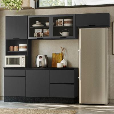 Cozinha Modulada Etna Flex 6 Portas 4 Gavetas MDP 258CM Grafite Pallazio