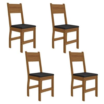 Kit 4 Cadeiras de Jantar Milano MDF Espuma Preto Pallazio
