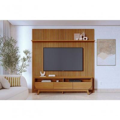 Rack com Painel Luna para TV Até 75 Polegadas 238CM MDF MDP Gavetas Pés Torneado Marrom Madetec