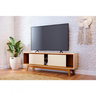 Rack Atlas para TV Até 70" 164CM MDP com Portas Deslizantes Off White Madetec Móveis